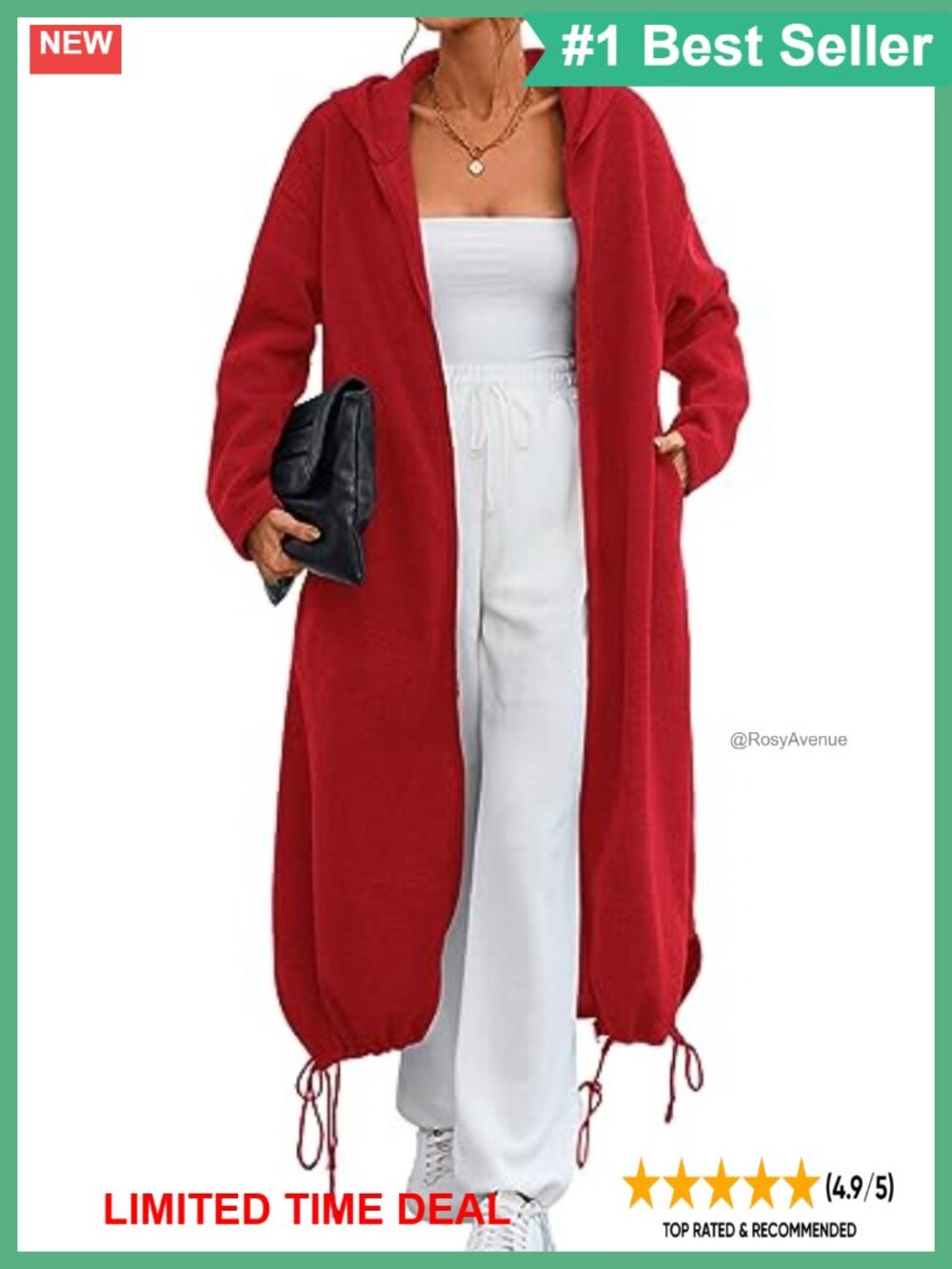 Oversized Full Zip Hoodie Sweatshirt Drop Shoulder Long Jacket Pockets